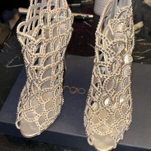 Elegant Crystal Silver Women's Heels By Sergio Rossi